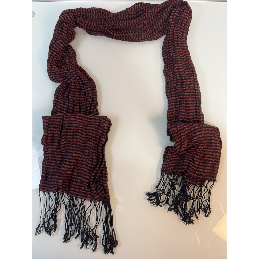 Red Black‎ Fringe Scarf Lightweight Boho Fashion Wrap Tassel Scarf